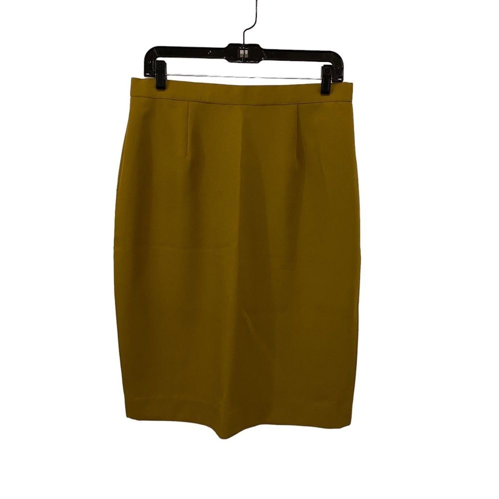 Custom Made Olive Mustard Green Pencil Skirt Back Slit Suit Separate Medium NWOT